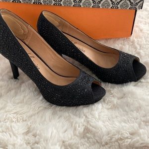 Black rhinestone heels